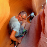 Ci siamo tutti! On the Top of the Dryfall of Waterholes Canyon near Page in Arizona
