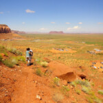 Questa bellissima gita è finita... View of Gouldings and Monument Valley Airport from Tear Drop Arch and Hidden Ruin Trail