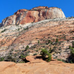 Il bellissimo East Temple East Temple Mountain from Canyon Overlook in Zion National Park in Utah