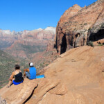 Gran panorama su Pine Creek Great view from Canyon Overlook in Zion National Park in Utah