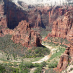 Weeping Rock Amphitheater Weeping Rock Amphitheater from Observation Point Trail in Zion National Park in Utah