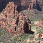 La Zion Canyon Scenic Road Zion Canyon Scenic Road from Observation Point Trail in Zion National Park in Utah