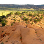 Eccoci in alto On the top of the sandstone of Slickrock Cutoff in Kodachrome Basin State Park in Utah USA