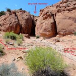 I Dry Fork Narrows Dry Fork Narrows entrance in the Dry Fork of Coyote Gulch in Grand Staircase Escalante National Monument in Utah USA