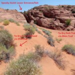 In direzione della Dry Fork e del trailhead Lower exit of Spooky Gulch in the Dry Fork of Coyote Gulch in Grand Staircase Escalante National Monument in Utah United States of America