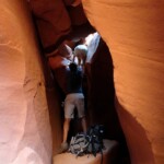 Non che apparisse particolarmente invitante… The key passage of Spooky Gulch among the boulders in the upper section of the slot