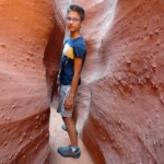Proseguiamo… The section under the boulders of Spooky Gulch in the Dry Fork of Coyote Gulch in Grand Staircase Escalante National Monument in Utah USA