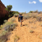 In marcia The shortcut between the lower exit of Spooky Slot Canyon and the Dry Fork Trailhead in Grand Staircase Escalante National Monument in Utah USA