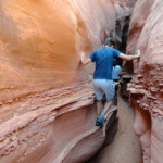Con emozione... Upper section above the boulders of Spooky Slot Canyon in the Dry Fork of Coyote Gulch in Grand Staircase Escalante National Monument in Utah USA