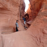 Siamo su! In the first pothole of Peekaboo Slot Canyon in the Dry Fork of Coyote Gulch