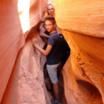 Eccoci! The author of the bog and his son inside the slot of Peek-A-Boo Gulch the Dry Fork of Coyote Gulch in Grand Staircase Escalante NM in Utah USA