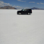 E’ quasi come guidare sulla neve... Solitaire parking at Bonneville Salt Flats near Wendover Utah United States of America
