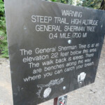Dal punto dove inizia il sentiero… Warning Sign at General Sherman Tree Trailhead Sequoia NP California USA