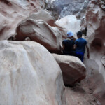 A Pile of large Boulders in the Second Slot Section of Little Wild Horse Canyon in the San Rafael Swell Utah USA