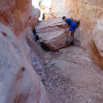 A small Boulder in the Third Slot Section of Little Wild Horse Canyon in the San Rafael Swell Utah United States of America