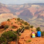Grand Canyon National Park, Hikers at Cedar Ridge, South Kaibab Trail, Arizona