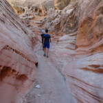Walking Third Slot Section of Little Wild Horse Canyon in the San Rafael Swell Utah United States of America