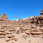 From Valley 1 looking to the East to the entrance of Valley 2 in Goblin Valley State Park Utah USA