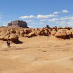 Last steps in Valley 1 on the way to the parking area in Goblin Valley State Park Utah USA